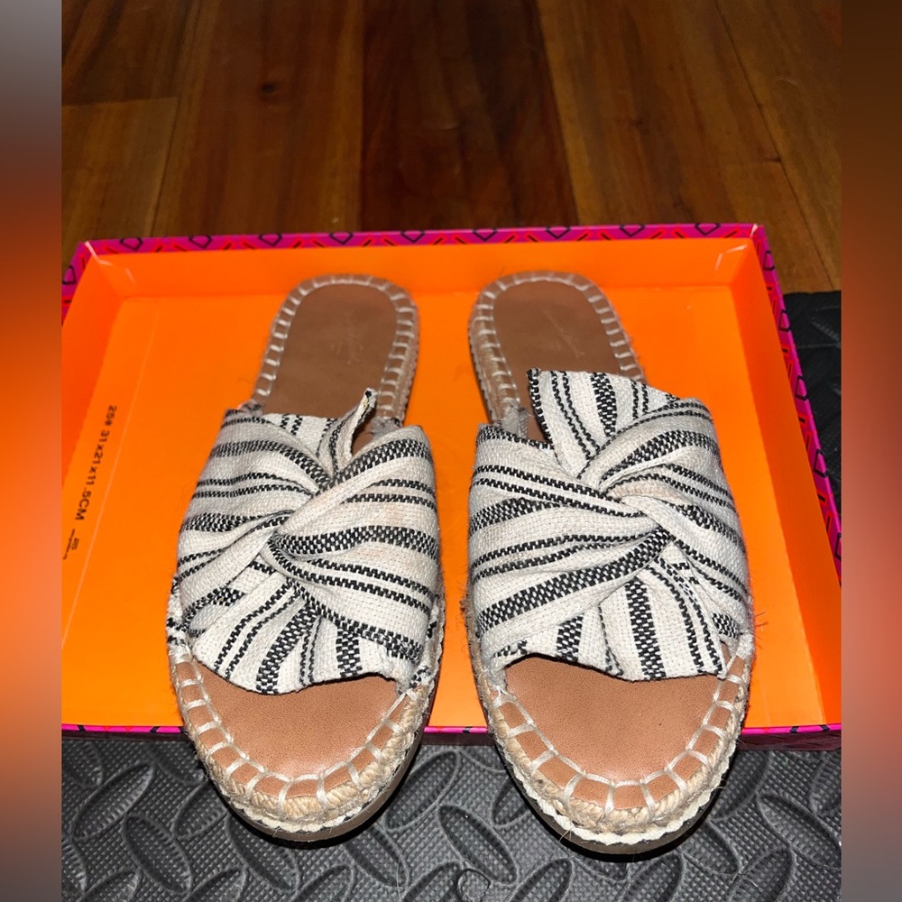Striped Espadrille Slide Sandals